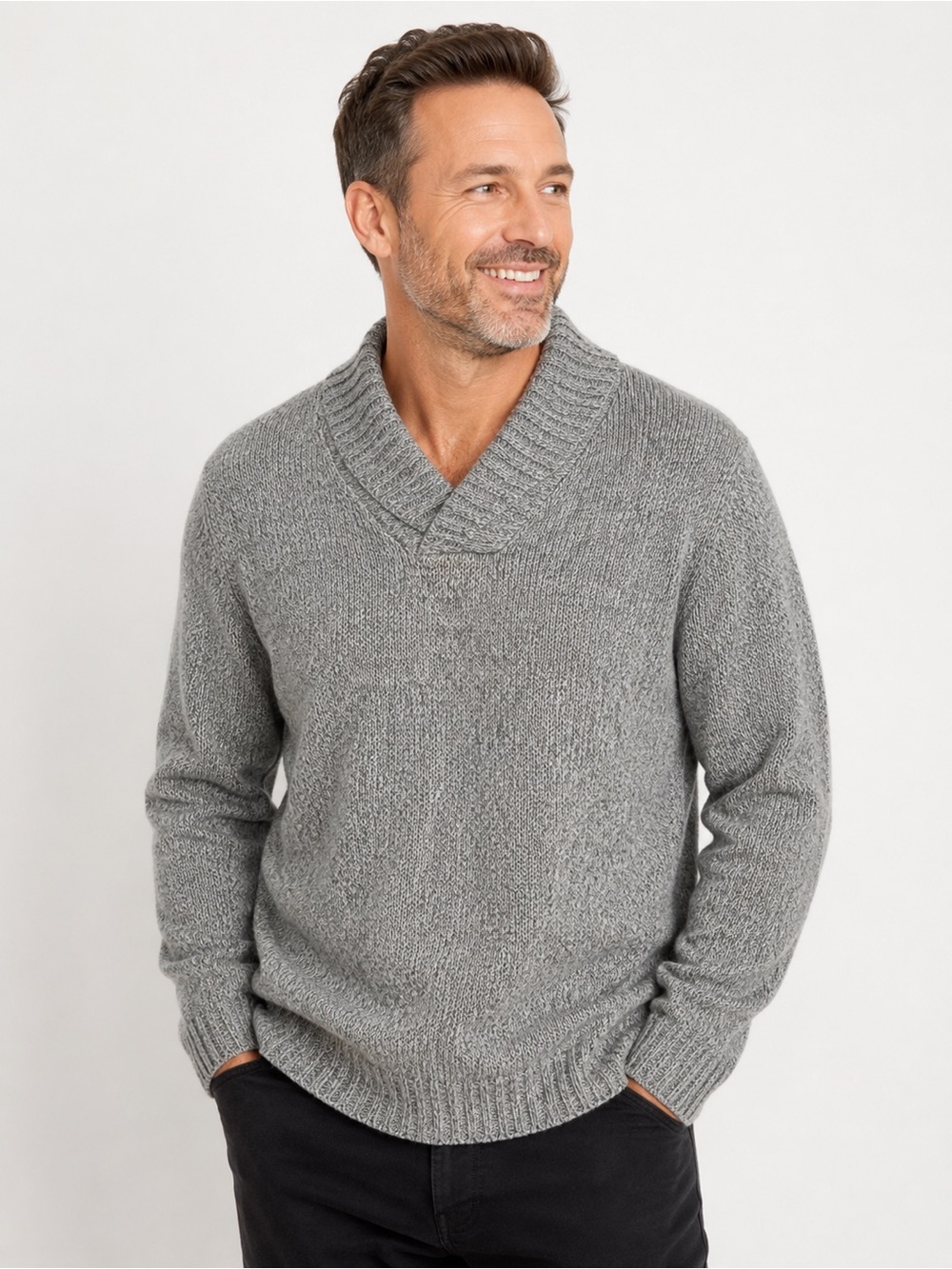 David Taylor Collection Mens XL Gray‎ Speckled Knit V Neck Pullover Sweater